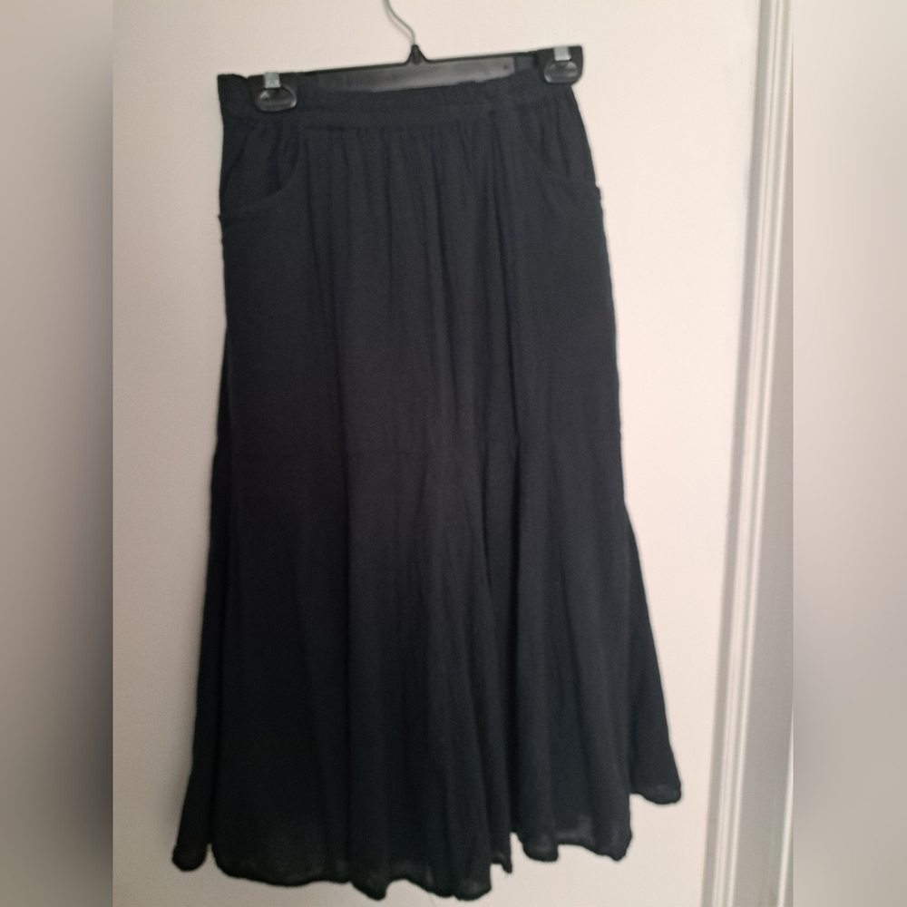 100% Cotton Black A-Line Skirt